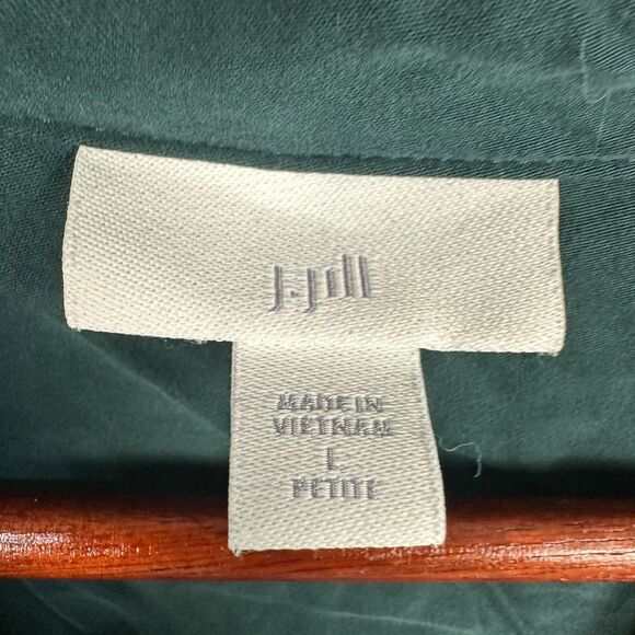 J. Jill Womens Large Petite Modal Long Sleeve Button Down Shirt Tunic Green - Picture 4 of 4